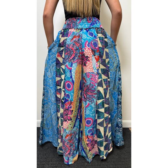 Mixed-print wide-leg trousers- One Size 100% Silk - Picture 3 of 5